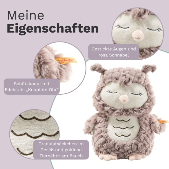 Steiff Kuscheltier Ollie Euleßes Stofftier, Jungen, Mädchen & Babys ab 0 Monaten, Friends, Plüschtier 23 cm, Beige – Bild 5