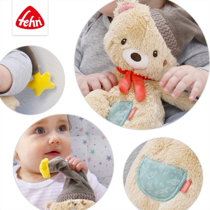 Fehn Kuscheltier Bär Bruno – Weicher Teddybär für Neugeborene als Einschlafhilfe - Stofftier zum Greifen, Fn – Bild 4